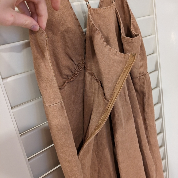 YFB CLOTHING Linen Lexington Dress in Color Honey Nut (Size: S) - Picture 5 of 6